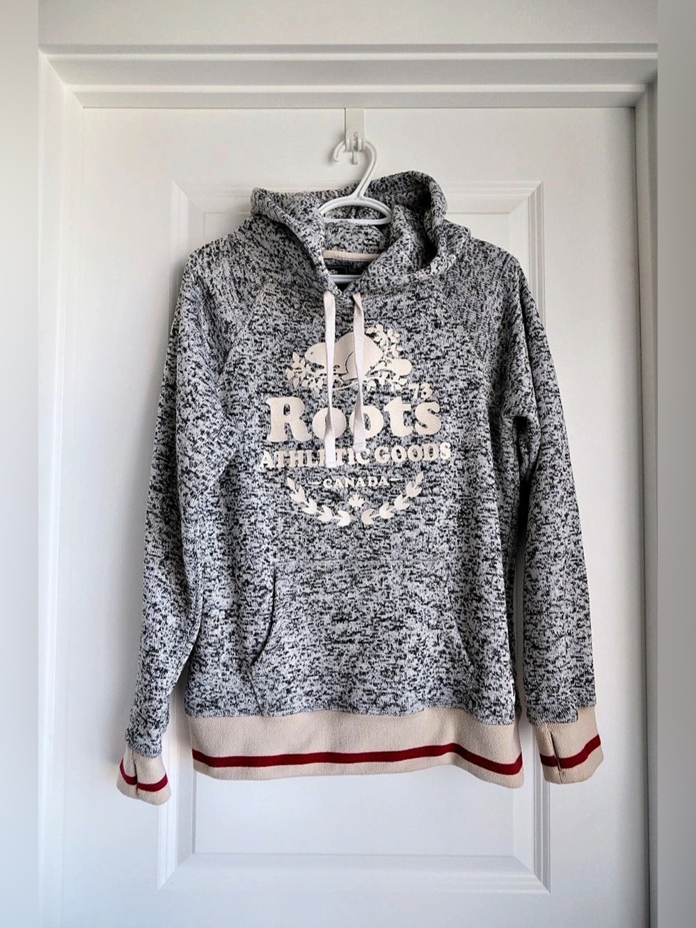 Roots Athletic Goods Salt & Pepper Hoodie Gray & Red